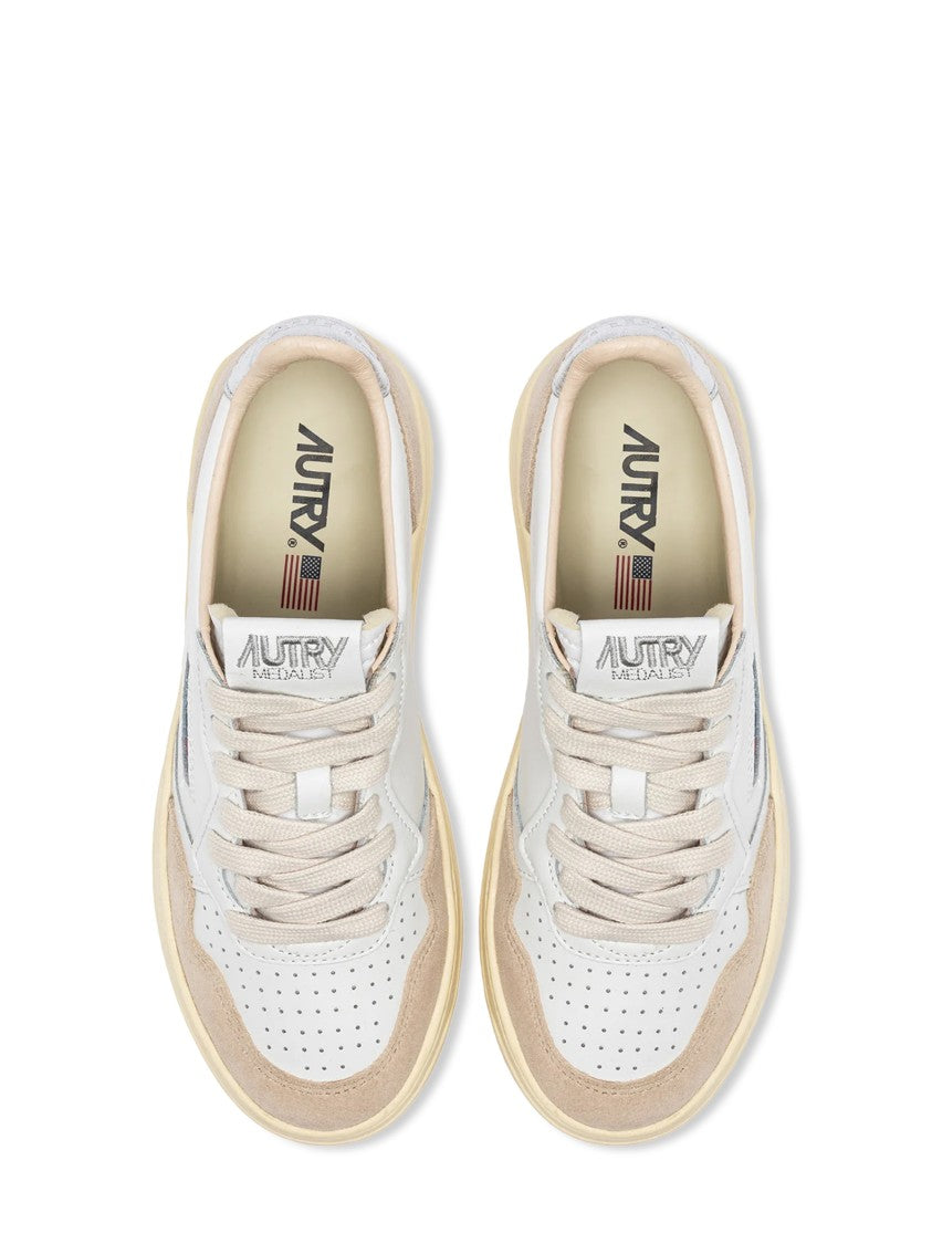 Autry Low-Top Sneakers With Hybrid Leather Design And Metallic Accent