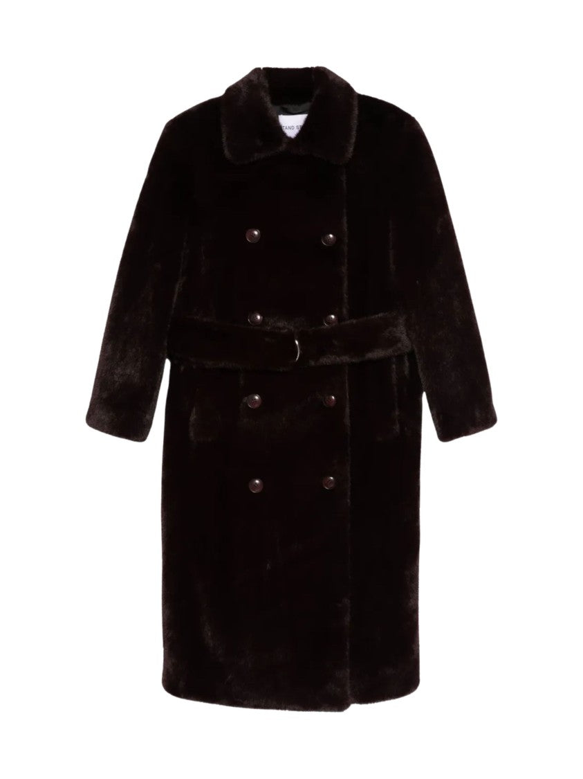 Stand Studio Burgundy Jasmine Faux Fur Coat