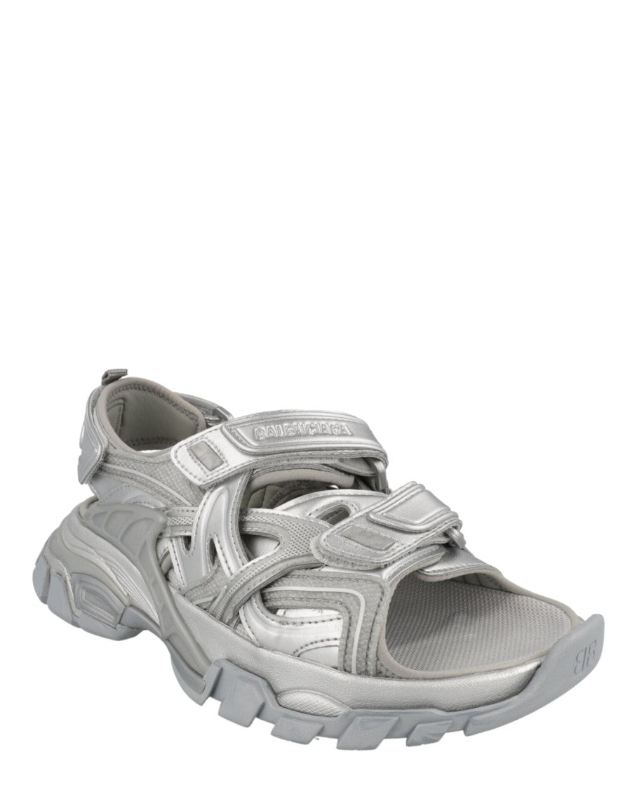 Balenciaga Sporty Track Sandals With Caged Design And Embossed Logo