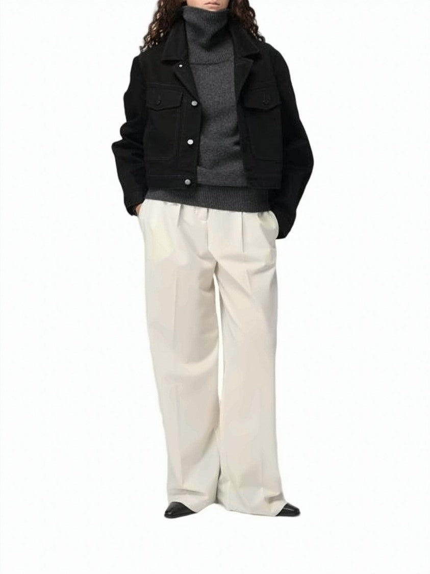 Lemaire Cropped Black Cotton Shirt Jacket