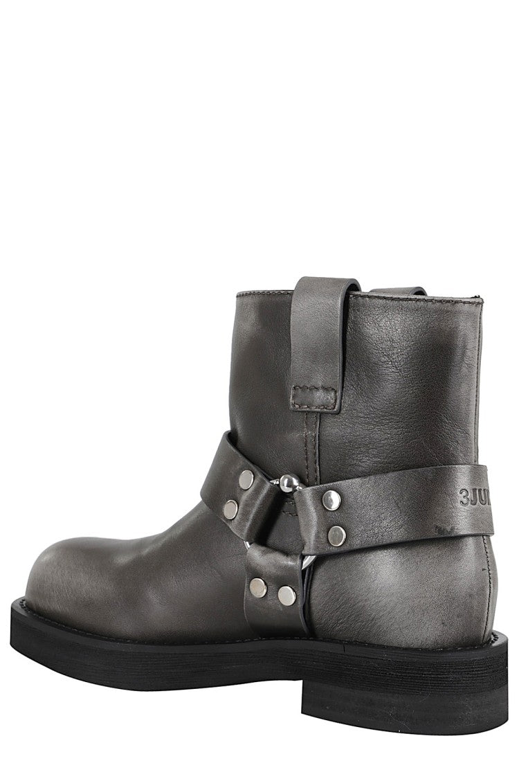 3Juin Ankle Height Dark Gray Nappa Leather Boots
