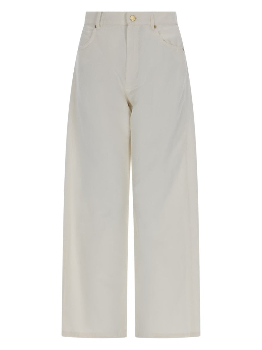 Max Mara Straight-Leg Cotton And Linen Blend Pants With Five-Pocket Design