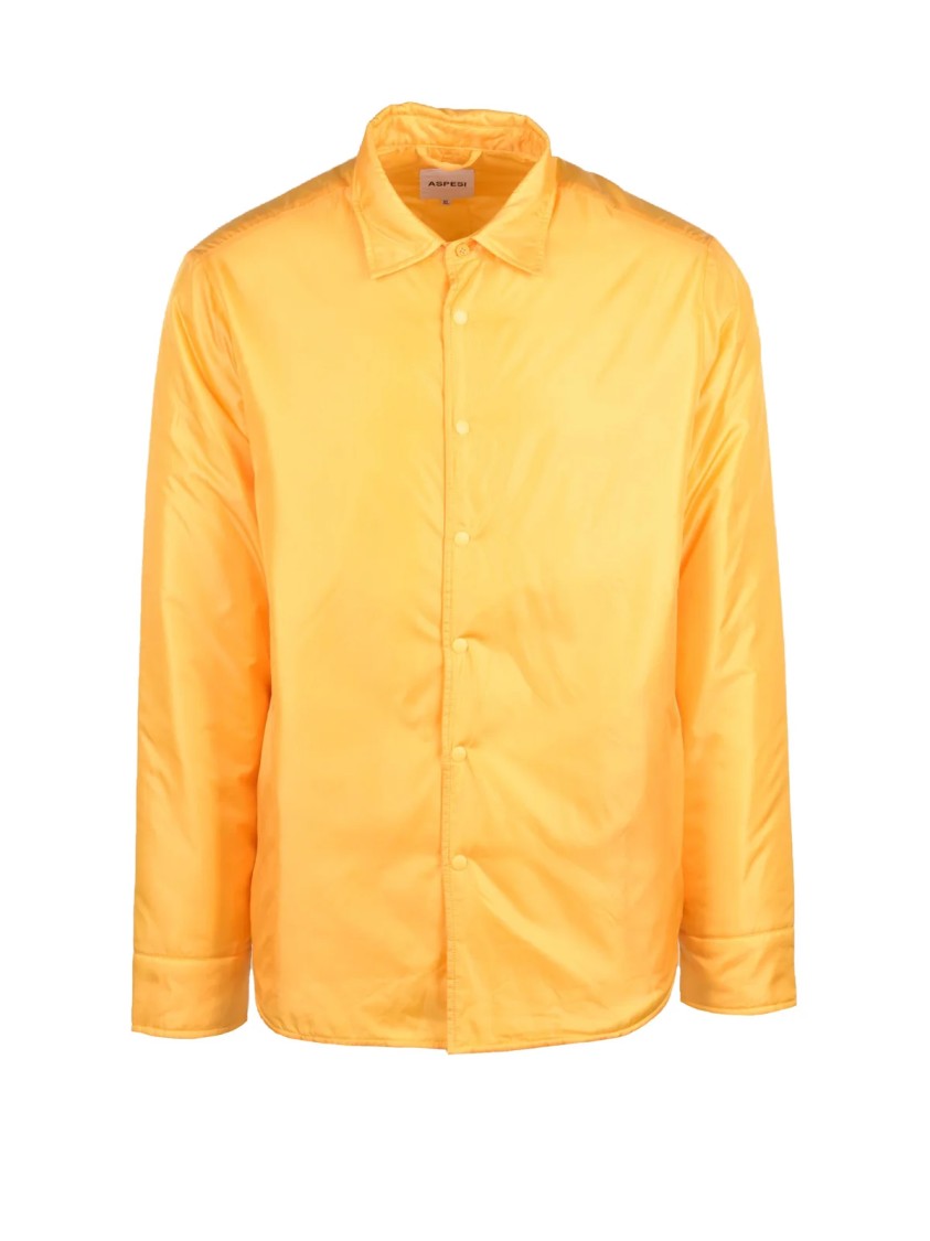 Aspesi Yellow Padded Snap Button Polyamide Shirt