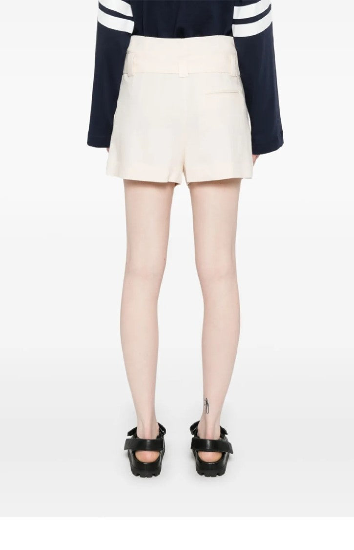 Msgm Tailored Off-White Bermuda Shorts With Belted Waist