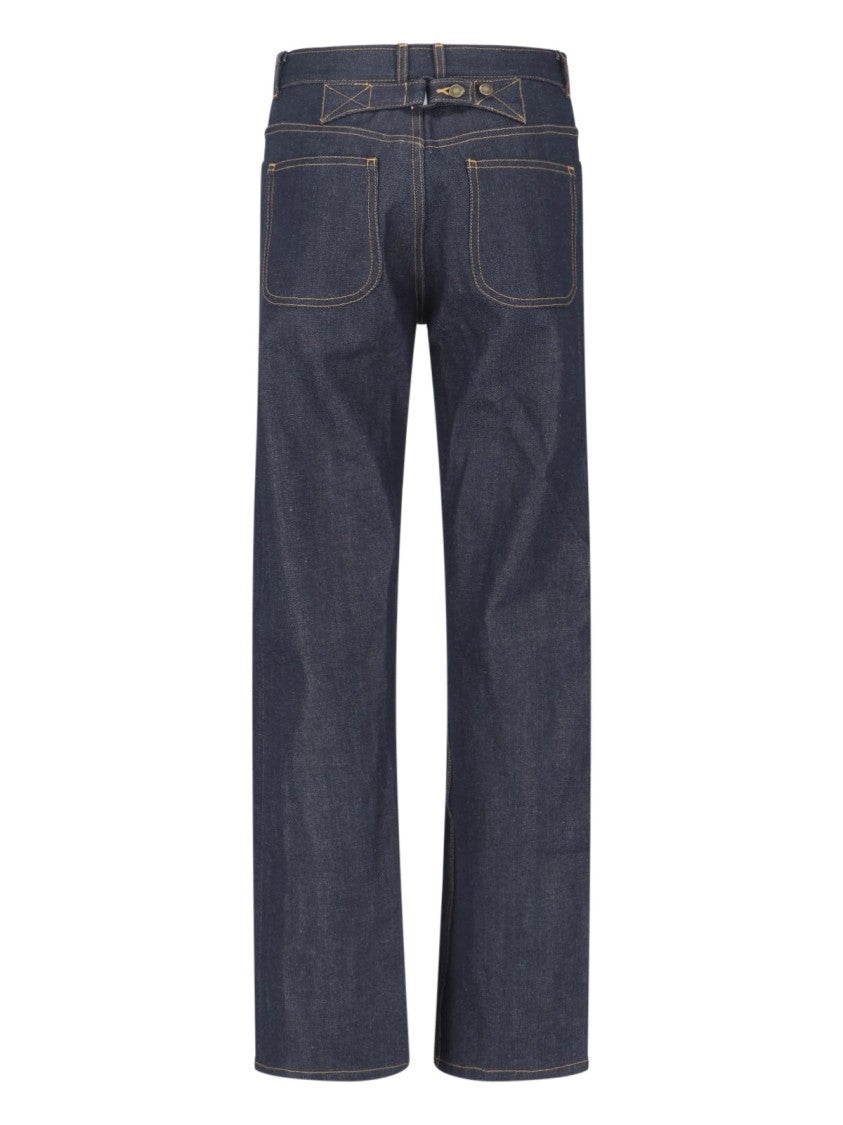 Thom Browne Blue Mid-Rise Straight-Leg Denim Jeans