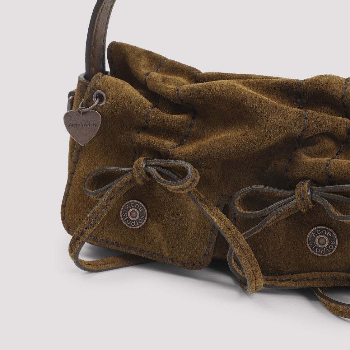 Acne Studios Compact Handbag With Ruched Texture And Dual Pockets