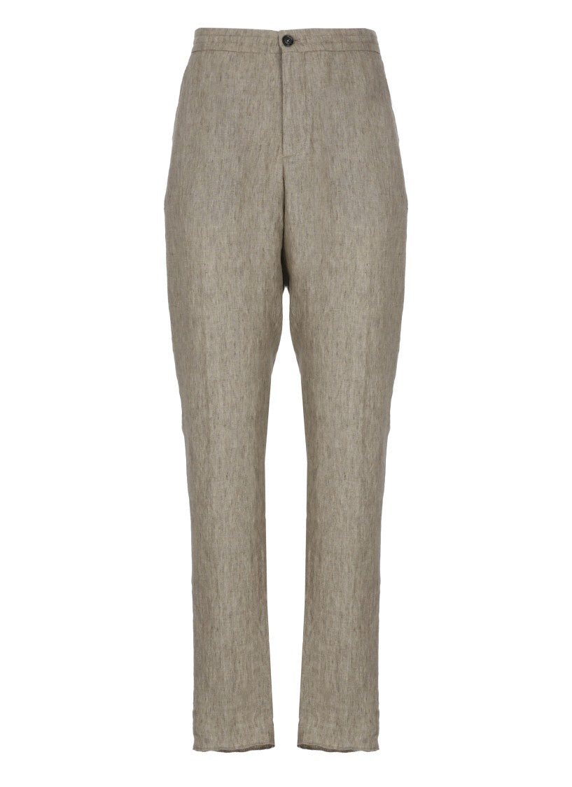 Zegna Beige Linen Pants With Relaxed Fit