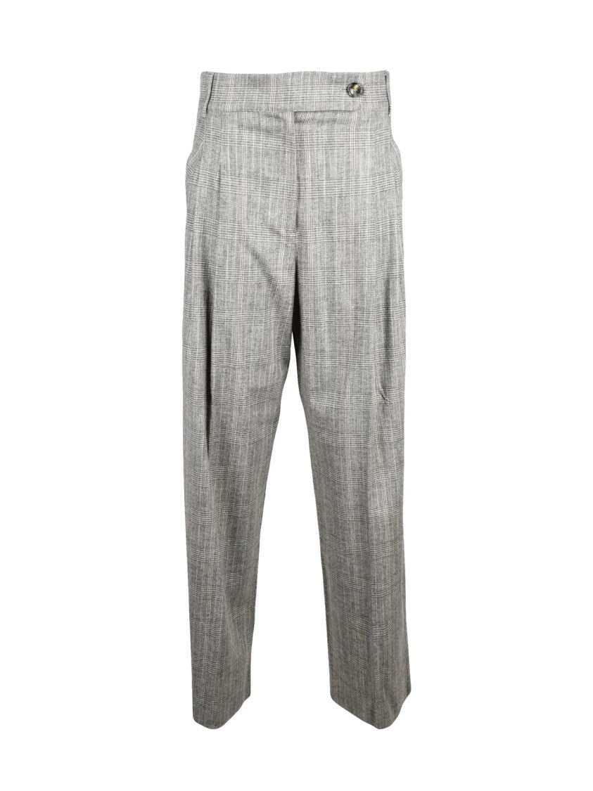 Marella Tailored Grey Trousers With Subtle Checkered Pattern