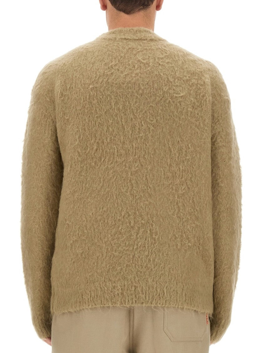 Acne Studios Fuzzy Wool Blend Sweater With High Neckline