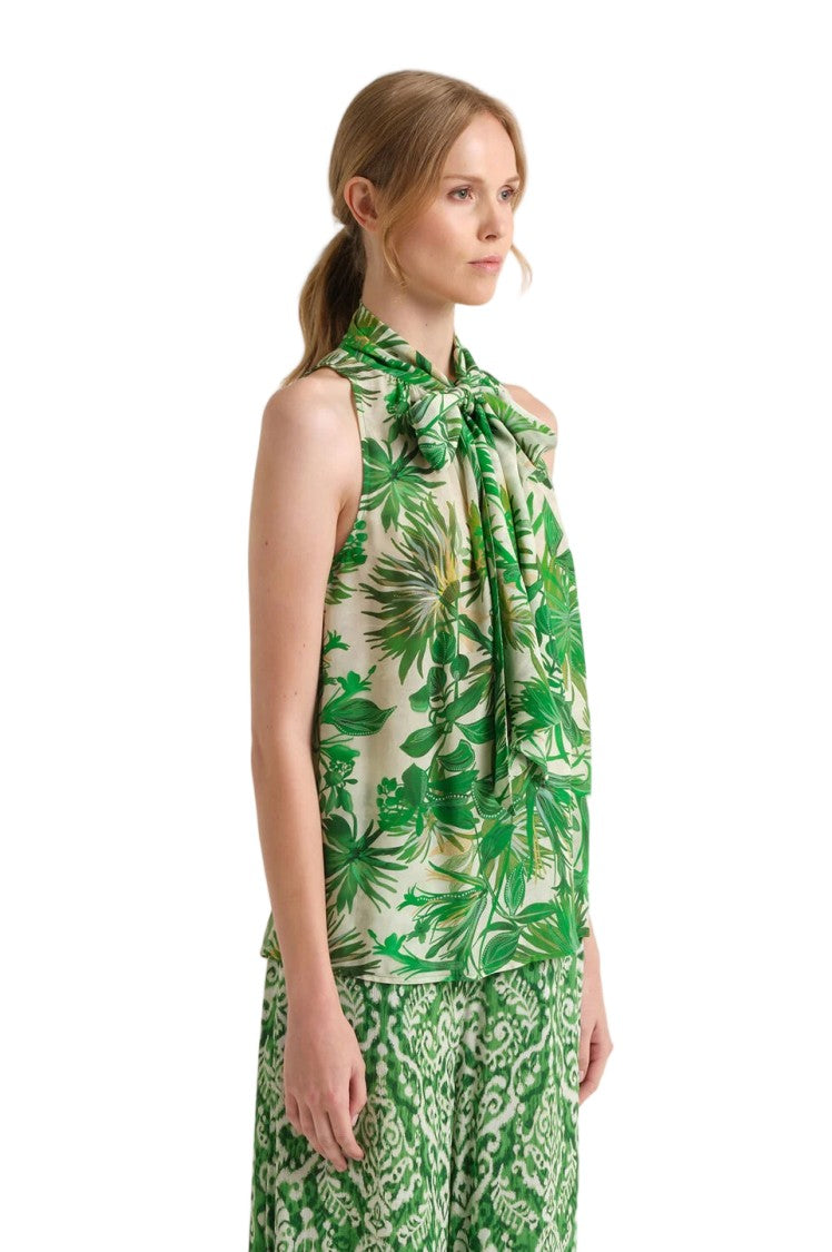 Maliparmi Printed Viscose Georgette Halter Neck Top