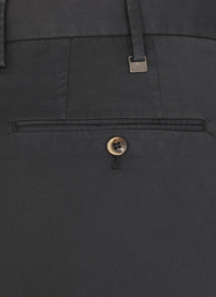 Pt Torino Dark Blue Cotton Trousers