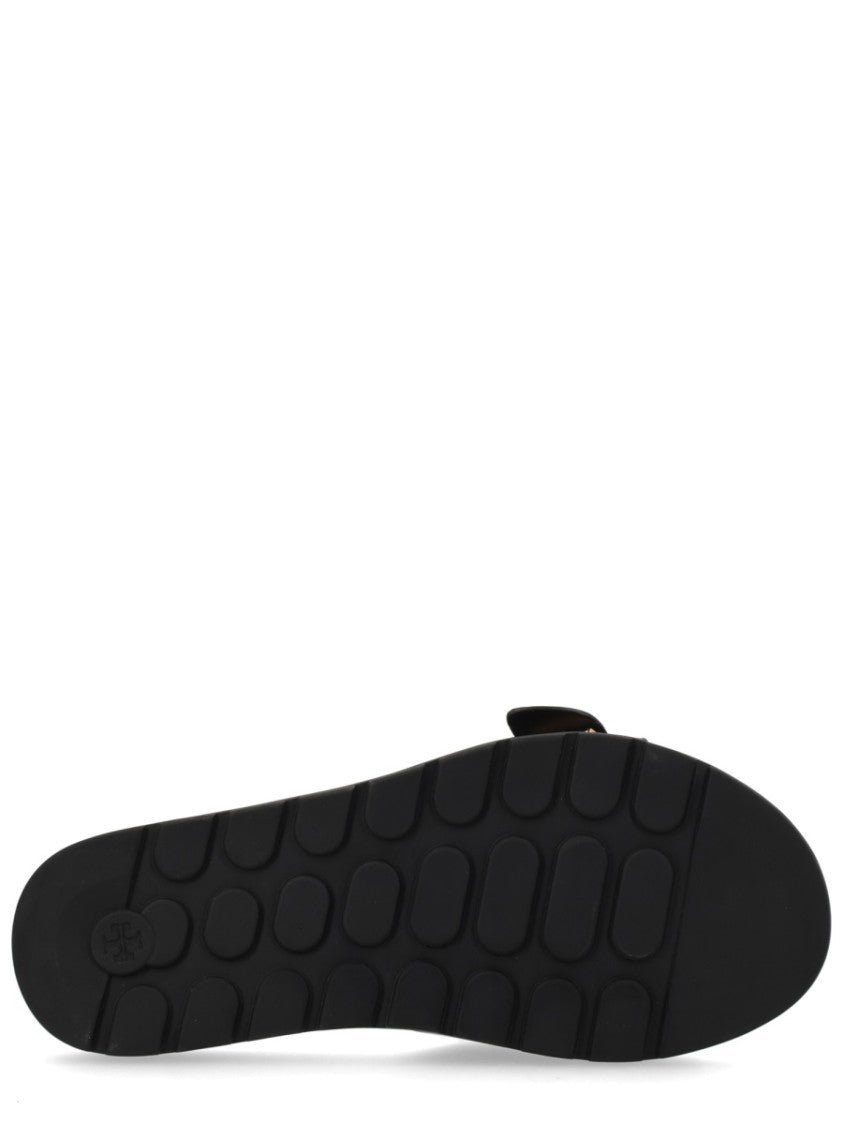 Tory Burch Glossy Black Polyurethane Strap Sandals