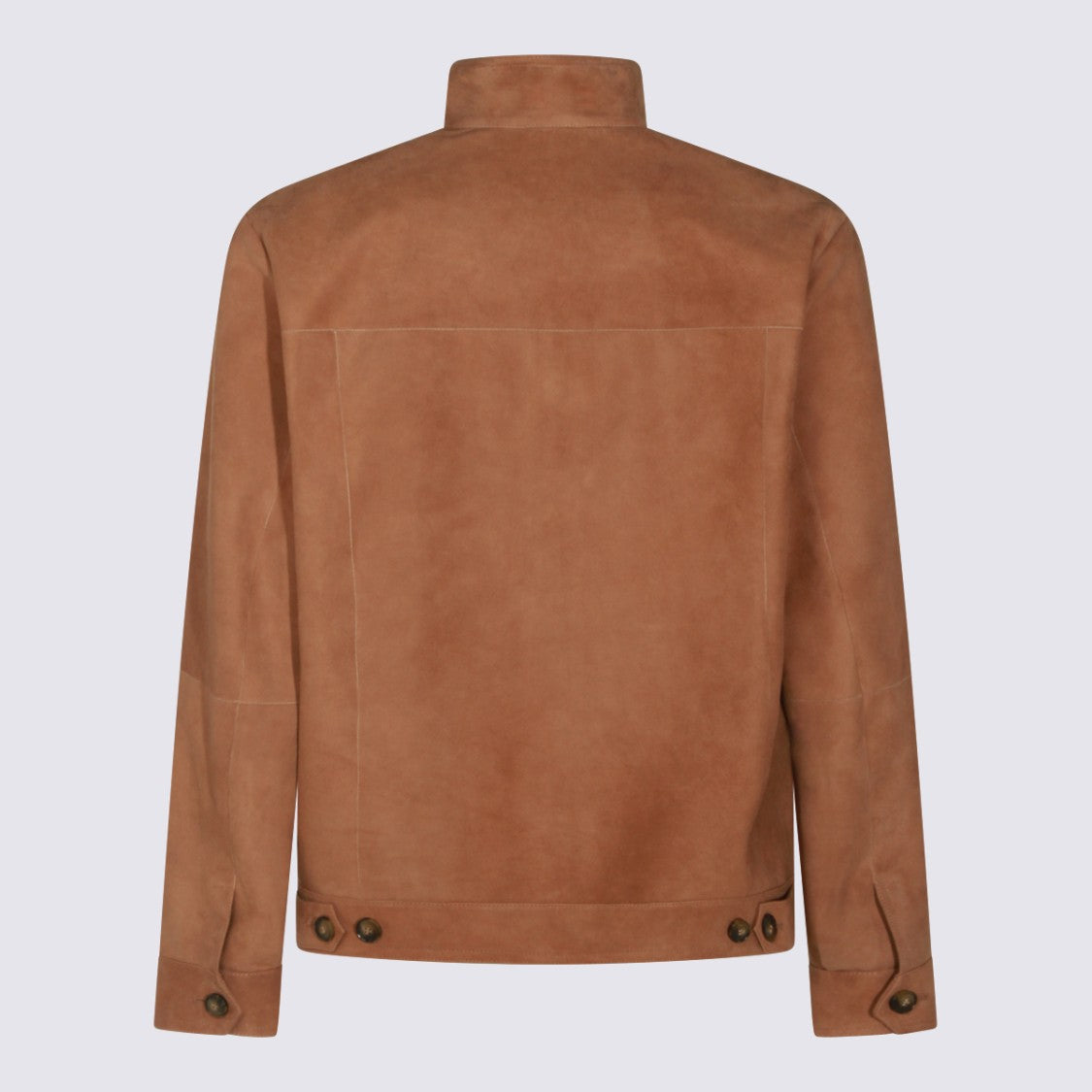 Canali Smooth Suede Jacket With Stand-Up Collar And Refined Details