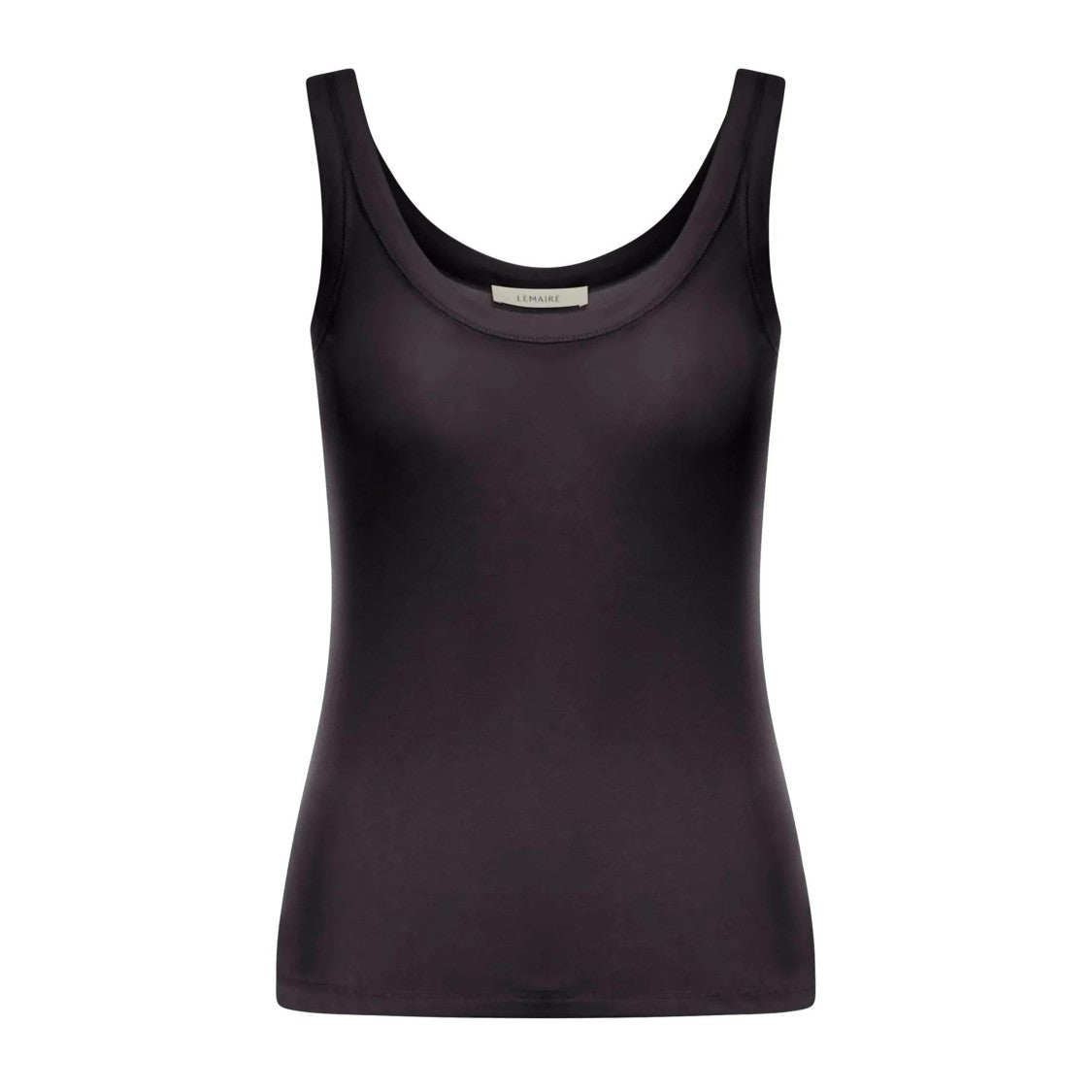 Lemaire Form-Fitting Black Ribbed Tank Top With Scoop Neckline