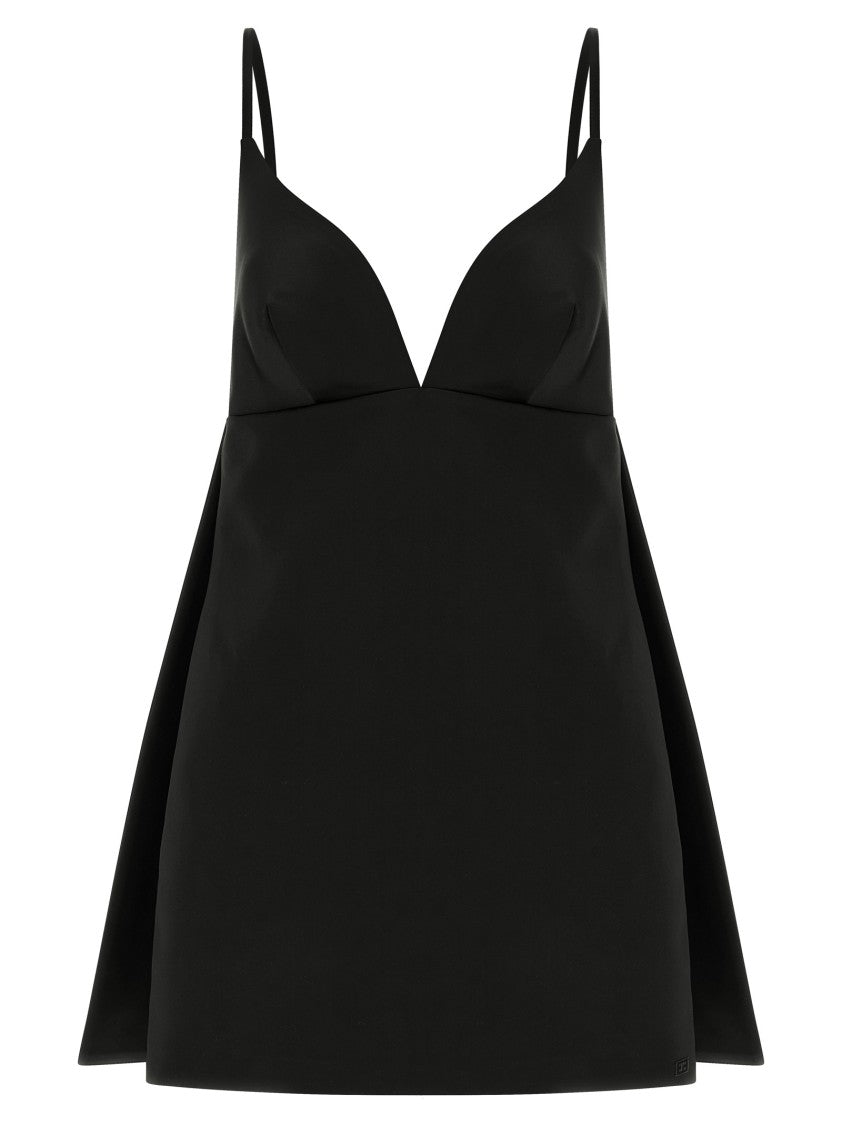 Elisabetta Franchi Duchesse Mini Dress With Back Cape Construction And Satin Lining