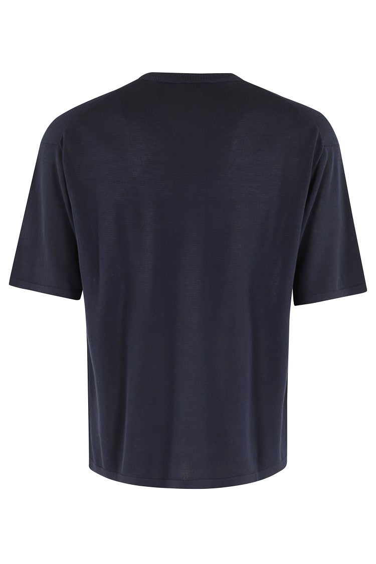 Roberto Collina Oversized Navy Cotton Knit T-Shirt