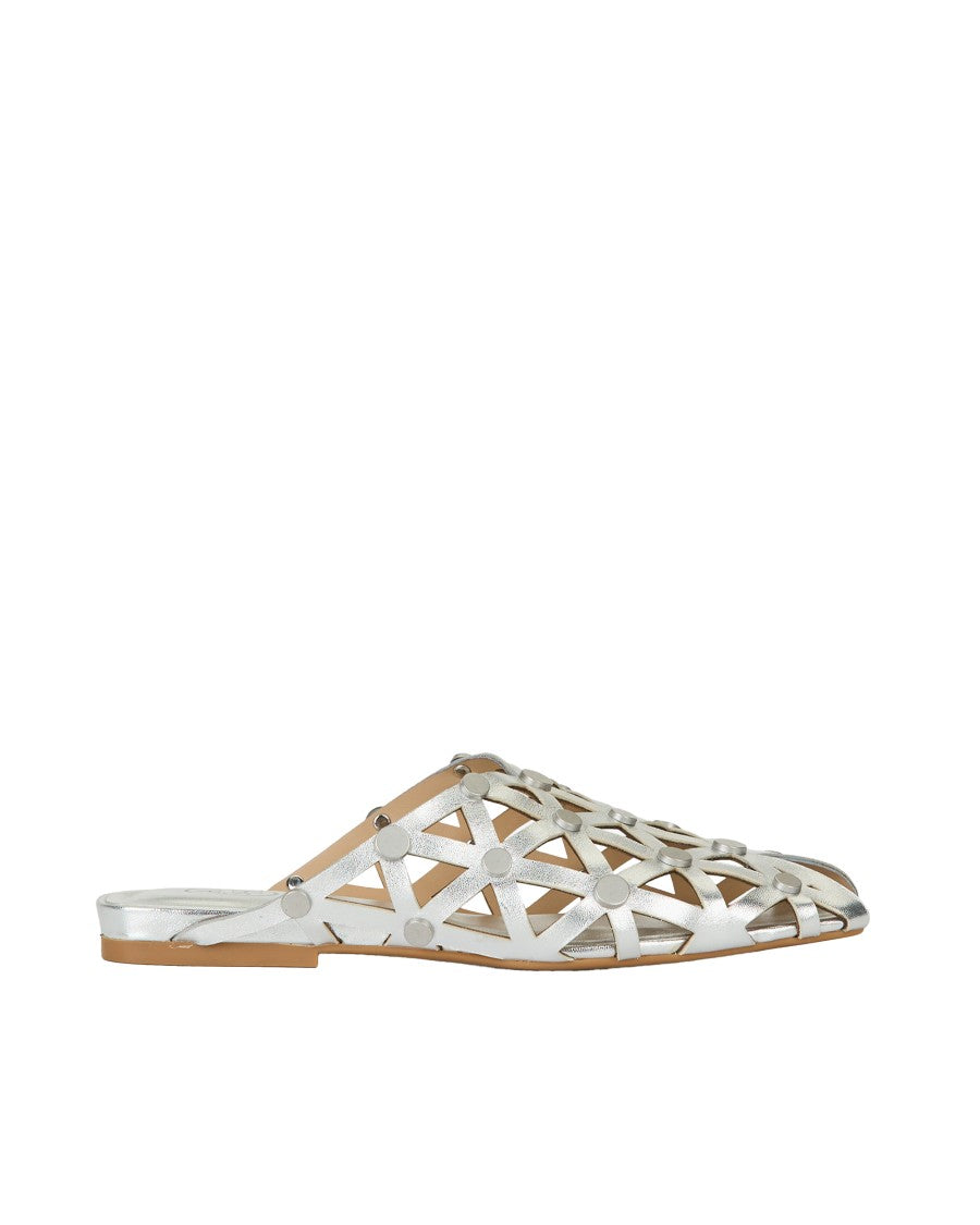 Ash Bone Silver Traforata Slip-On Flats