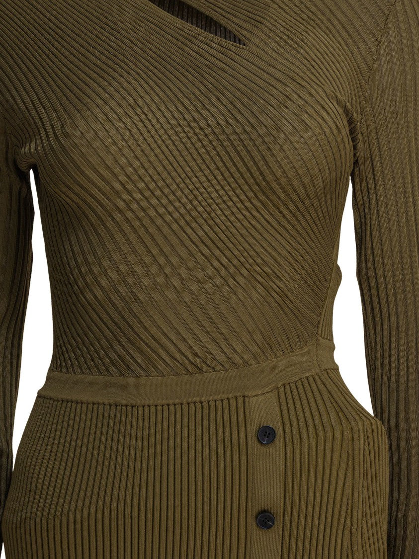 Self-Portrait Green Mini Dress With Cut-Out Design