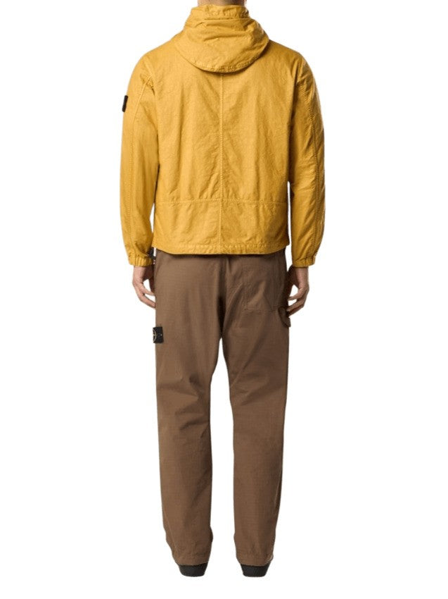 Stone Ochre Nylon Panama Jacket With Fixed Hood