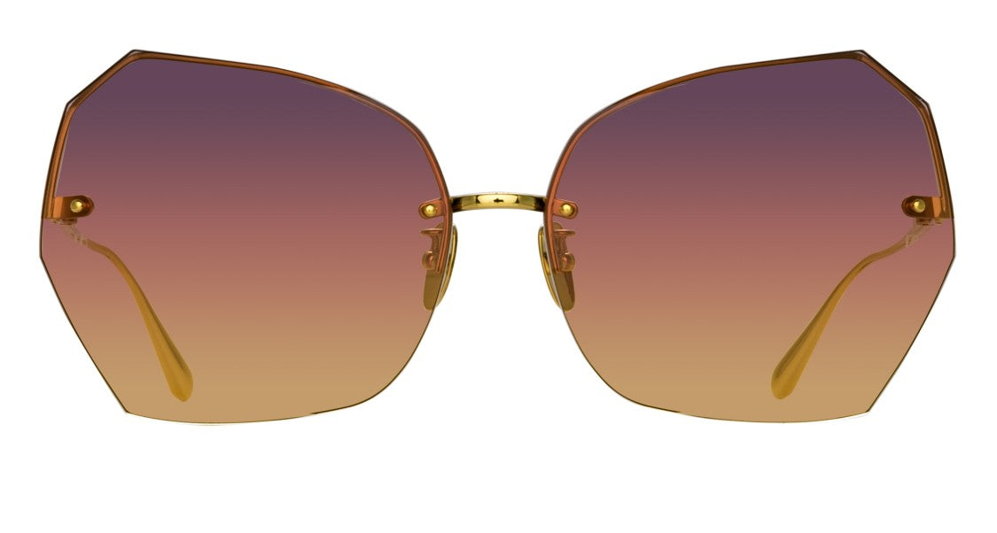 Linda Farrow Lfl Irregular Gradient Lens Sunglasses With Gold-Toned Titanium Arms