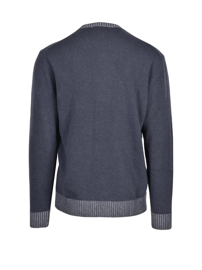 Cashmere Company P. Pullover Crew Neck Sweater In Dark Grey Wool