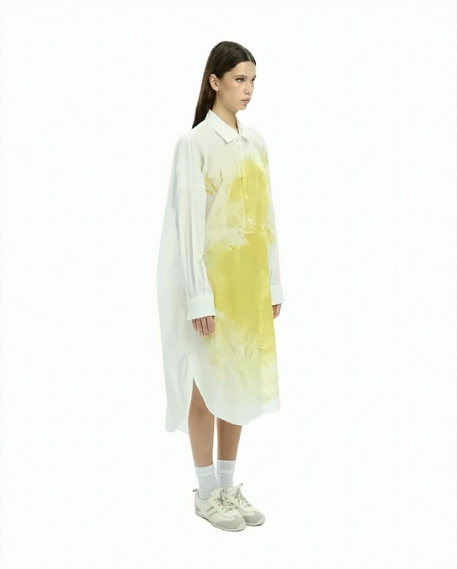 Mlo Artistic Front Print Side Slits Long Shirt