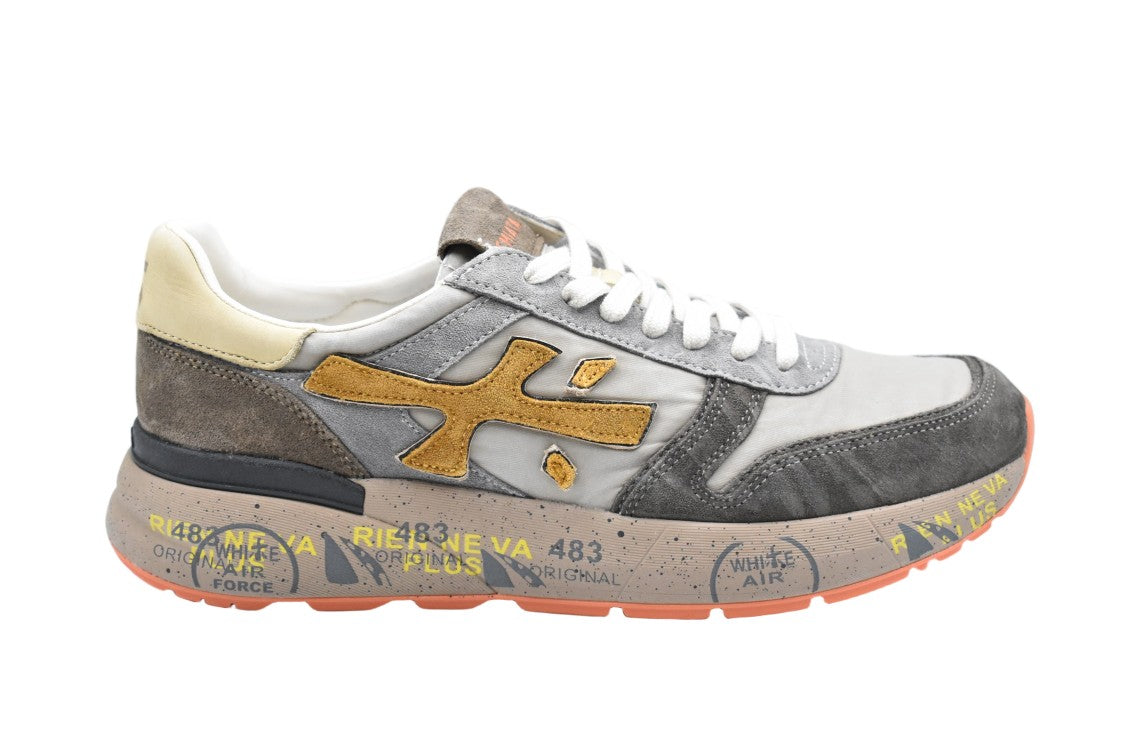 Premiata Low-Top Sneakers With Mustard Logo And Sole