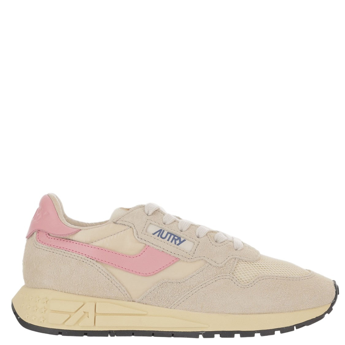 Autry Beige/Pink Padded Heel Running Sneakers