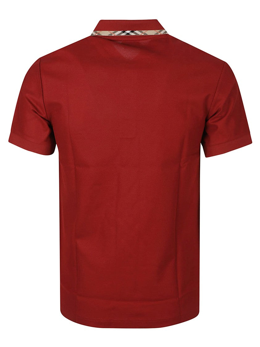 Burberry Textured Knit Polo Shirt With Check-Patterned Collar