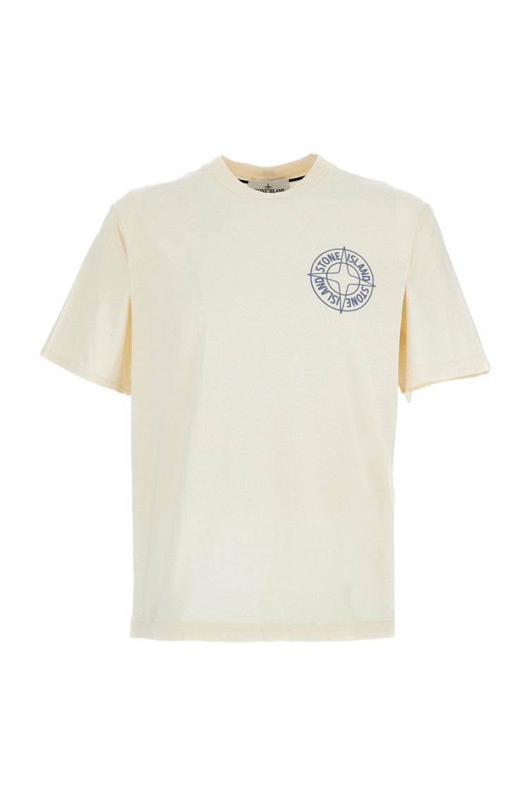 Stone Island Oversized Cotton T-Shirt With Emblem Prints