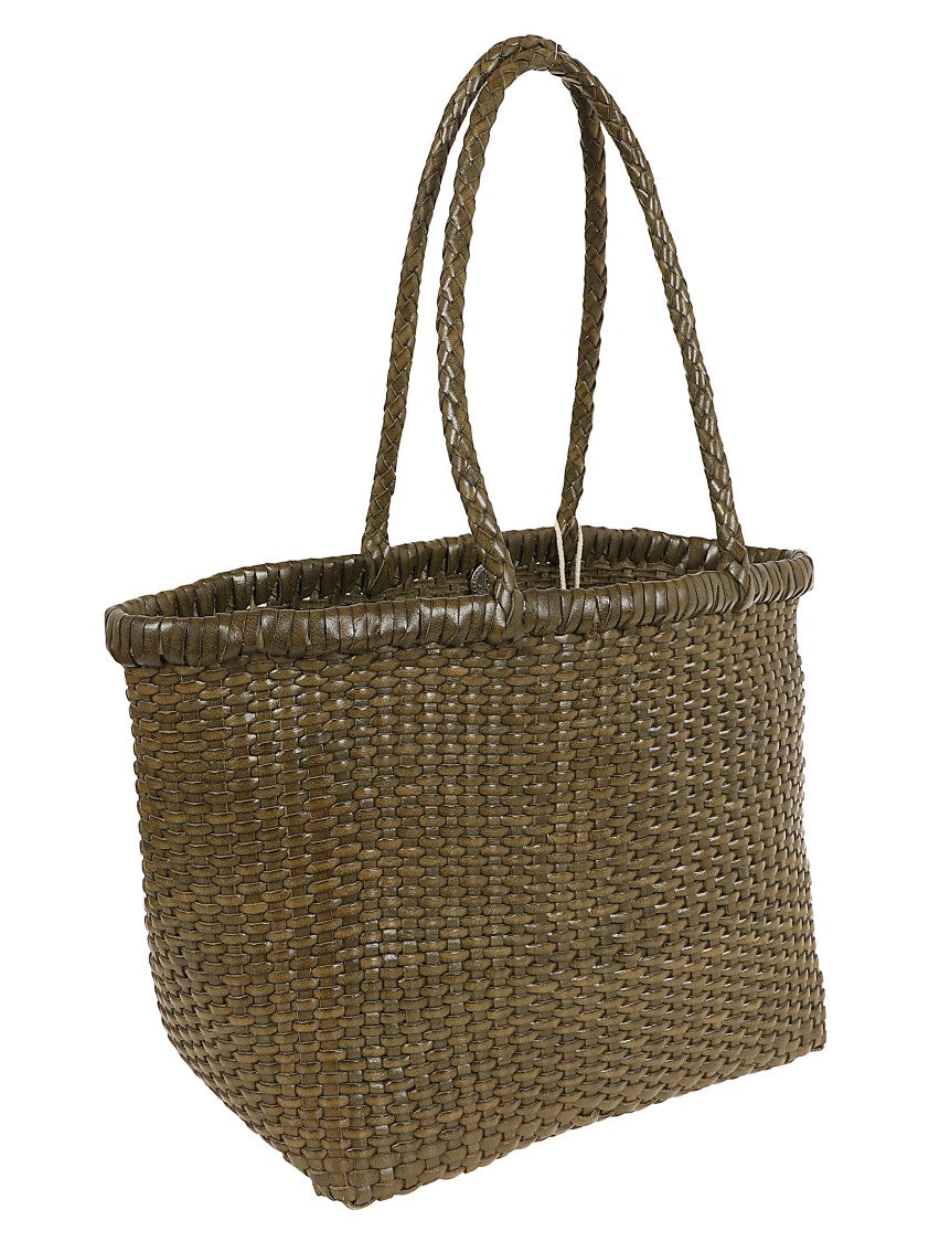 Dragon Hand-Woven Calfskin Basket Tote With Braided Handles