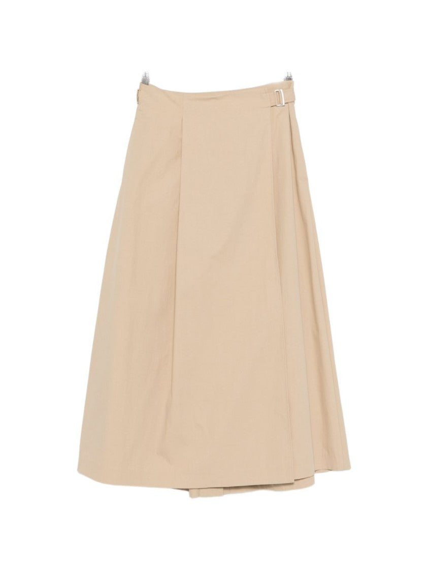 Peserico Beige Midi Skirt With Wrap Design And Side Buckle Closure