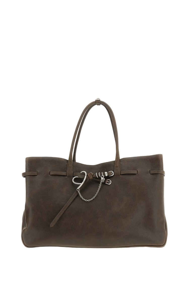 Margesherwood Brown Grandma Used Xl Grained Leather Shoulder Bag