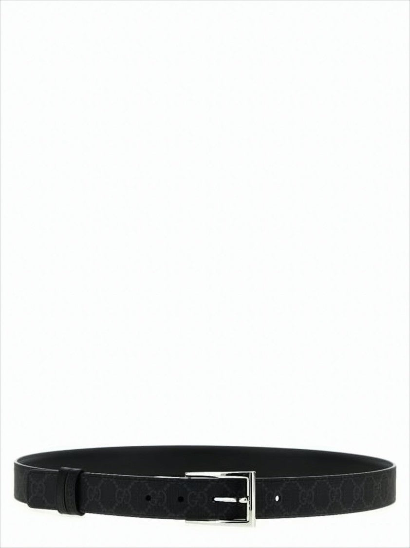 Gucci Leather Belt With Canvas Overlay
