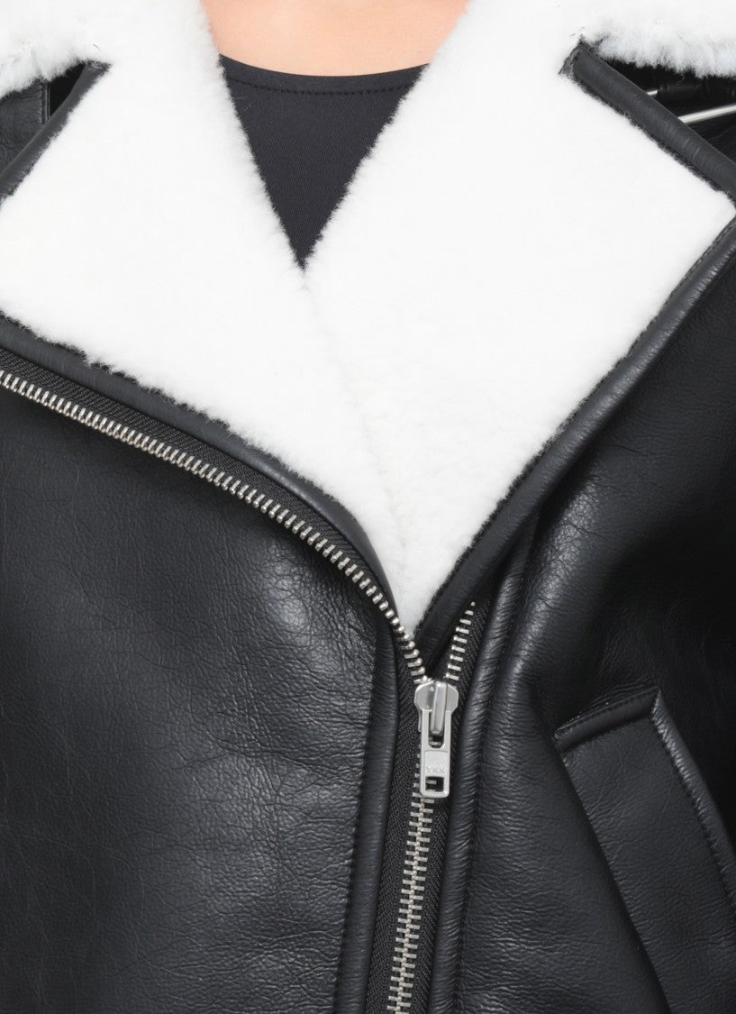 Stand Studio Pica Jacket With Faux Fur Collar And Shearling Lining