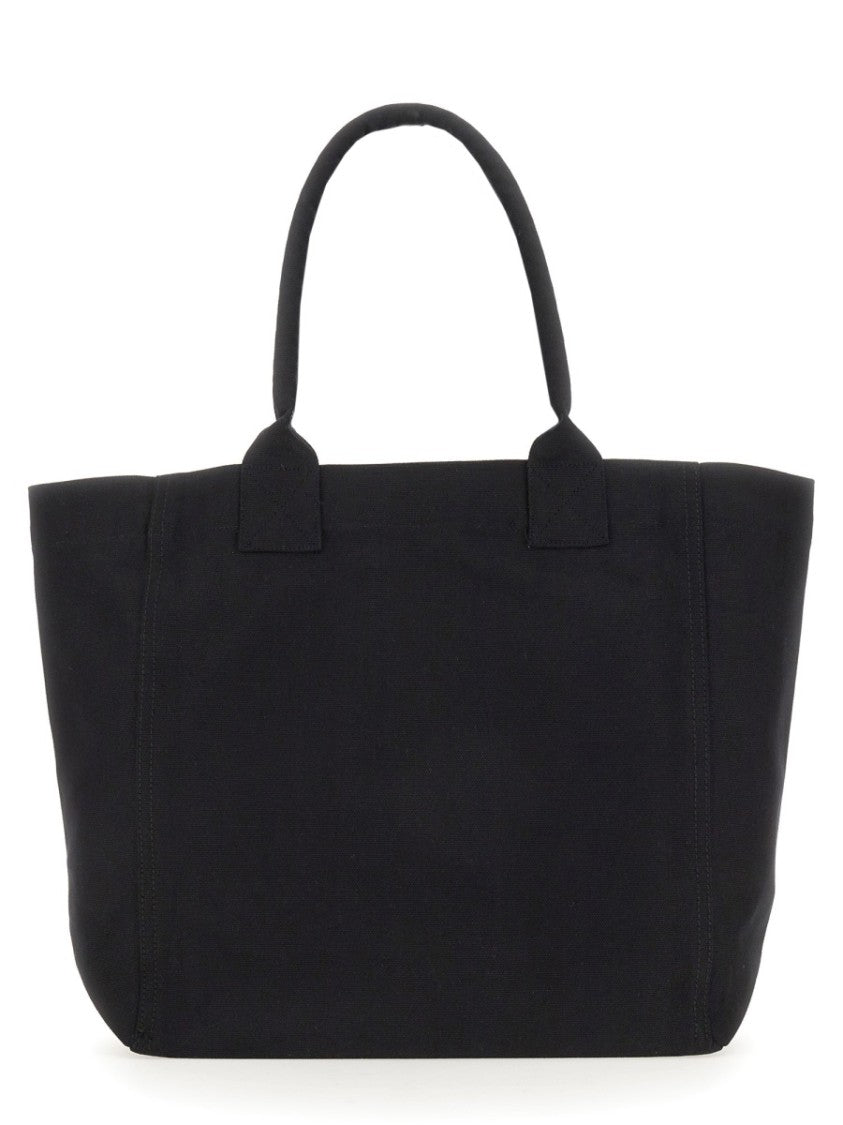 Isabel Marant Rectangular Black Cotton Tote Bag With Padded Handles