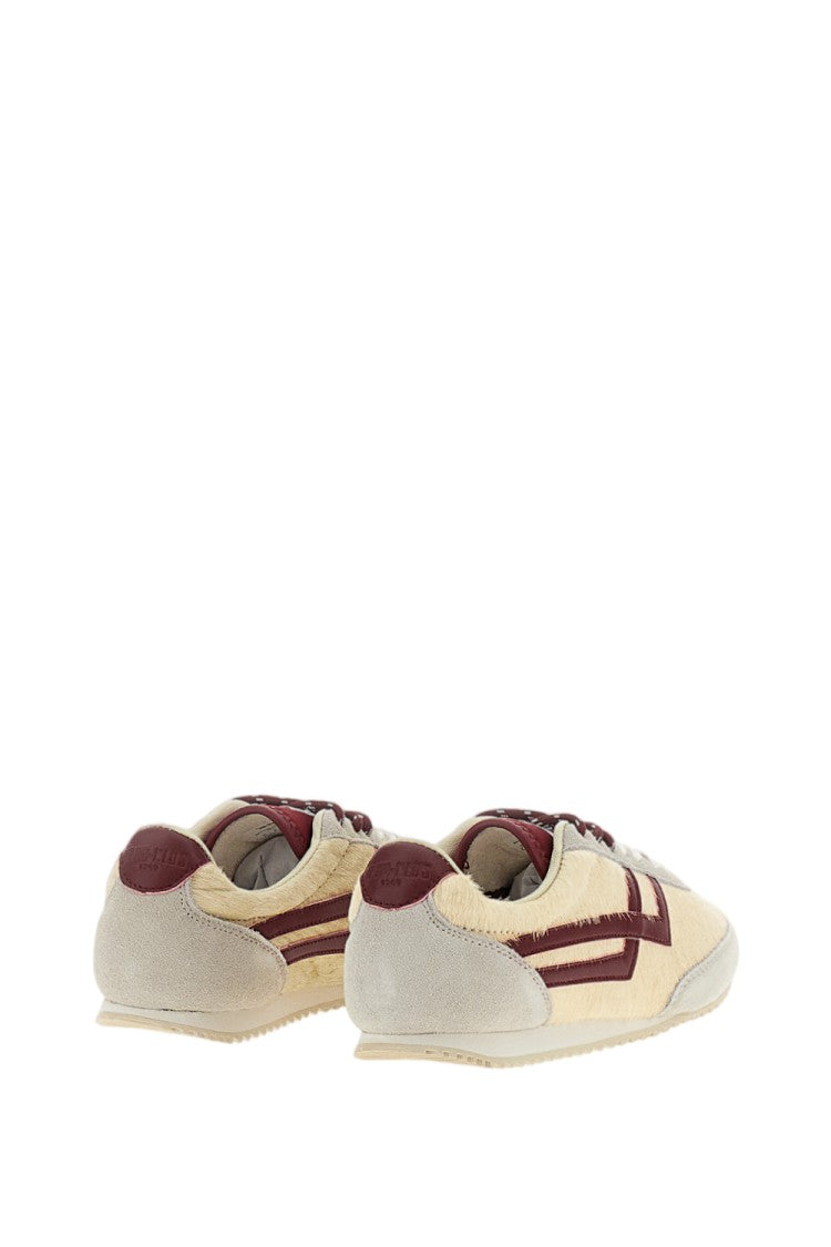 Pro Red Ivory Racer 77 Calf Hair Leather Sneakers