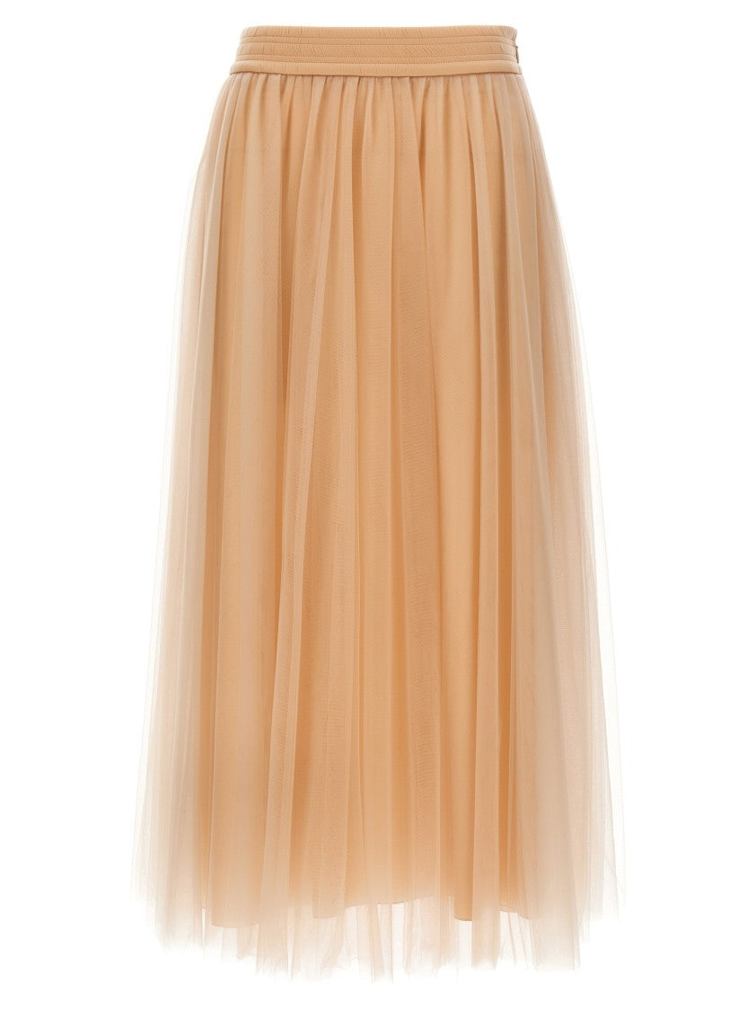 Fabiana Filippi Tulle Longuette Skirt With Flowing Layers