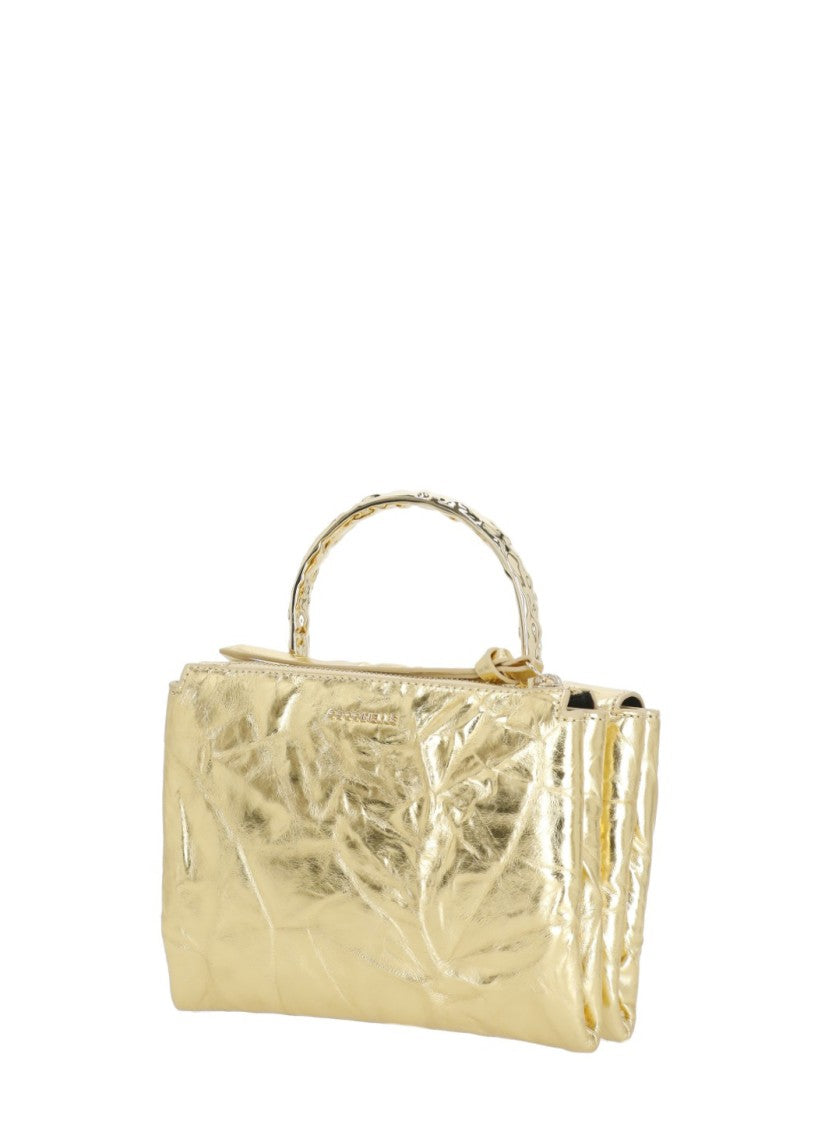 Coccinelle Droplet Bag In Shiny Gold Metallic Leather With Adjustable Strap