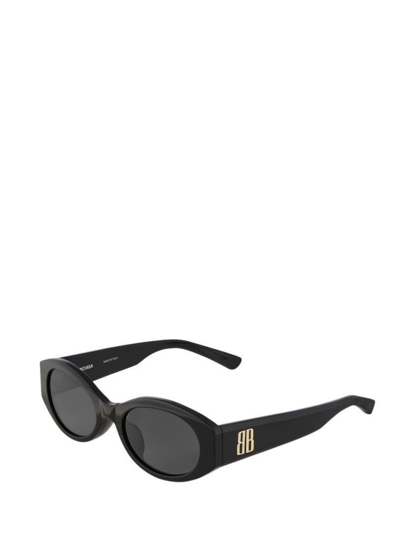 Balenciaga Oval-Frame Black Acetate Sunglasses