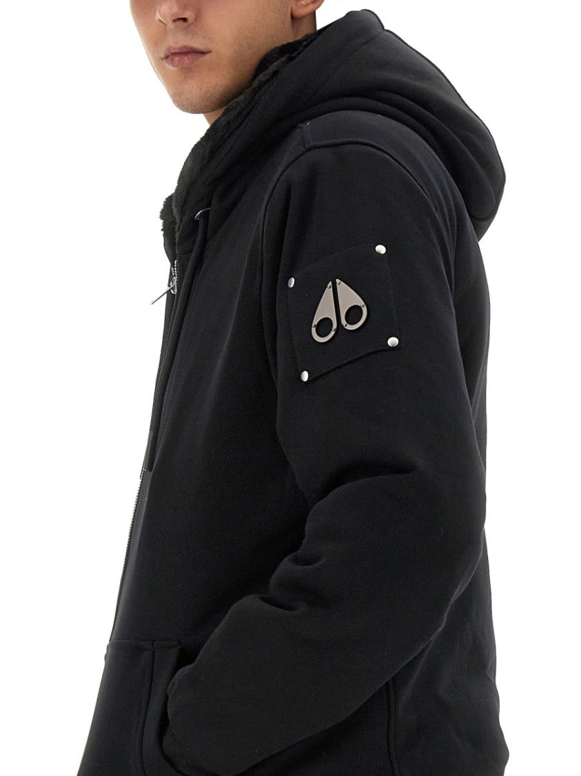 Moose Knuckles Zip-Up Hoodie With Ribbed Cuffs