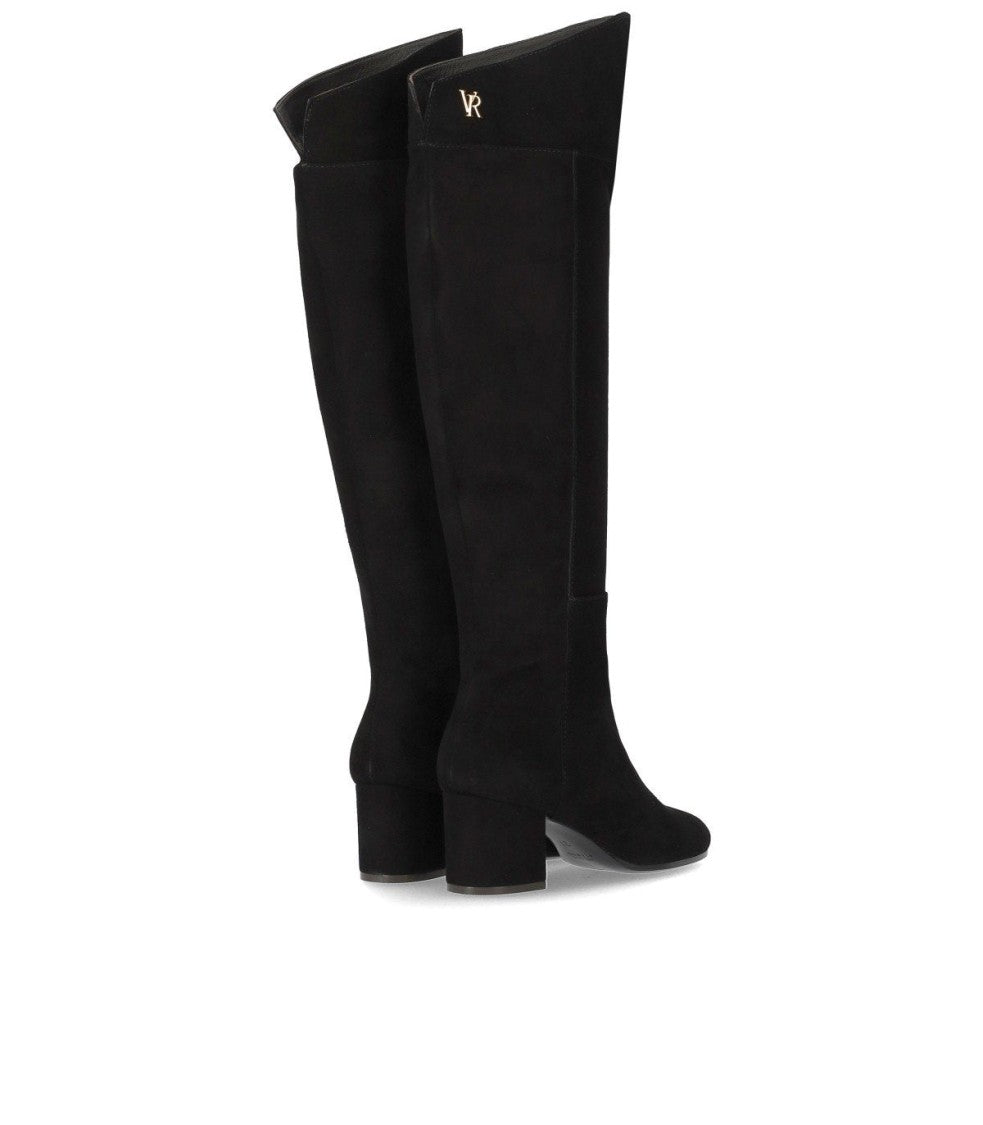 Via Roma 15 Vr Black Suede Heeled High Boot