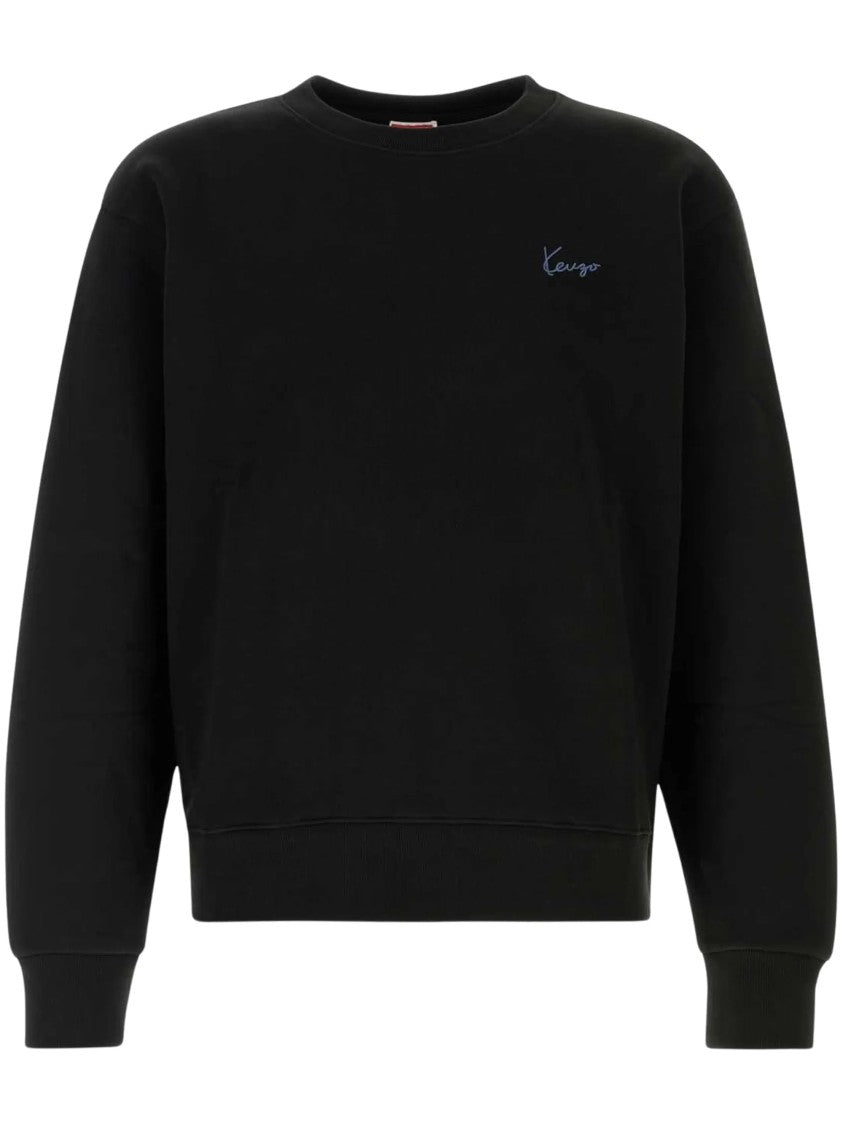 Kenzo Relaxed Fit Black Sweatshirt With Embroidered Signature Logo