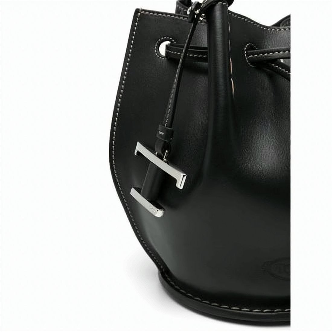 Tod's Structured Black Calf Leather Tote Bag