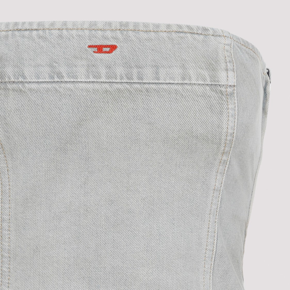 Diesel Cropped Strapless Denim Top Oval Logo