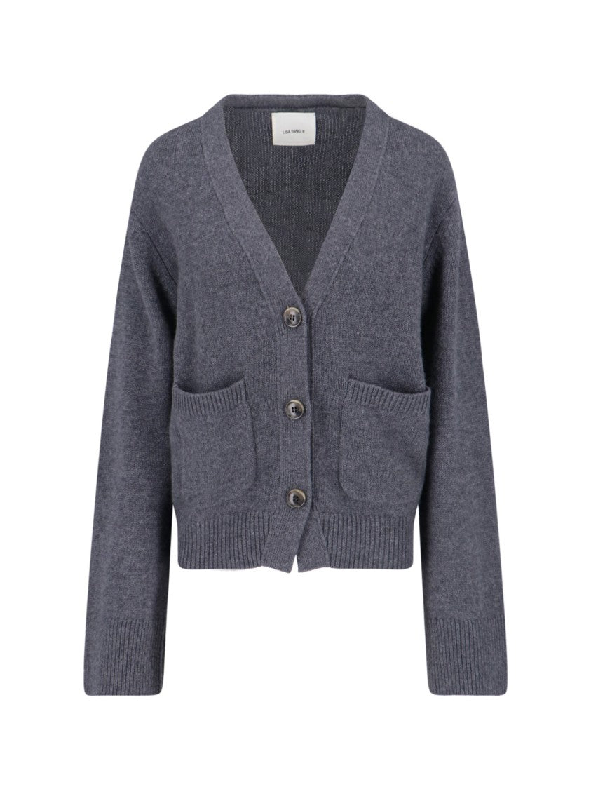 Lisa Yang Gray Cashmere Danni V-Neck Cardigan