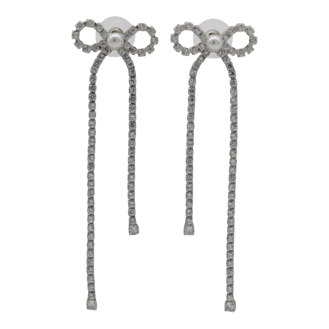 Self-Portrait Bow Design Silver Earrings With Radiant Pearls