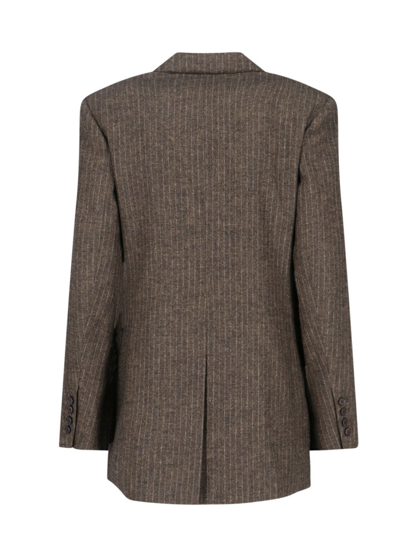 Isabel Marant “Jevima” Double-Breasted Blazer – Brown/Striped