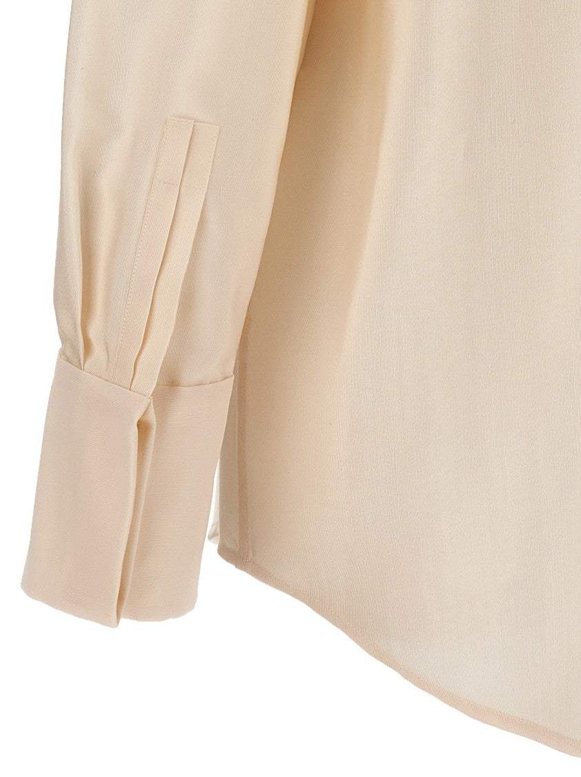 Saint Laurent Wool Blend Faille Shirt With Button Closure And Long Cuffed Sleeves