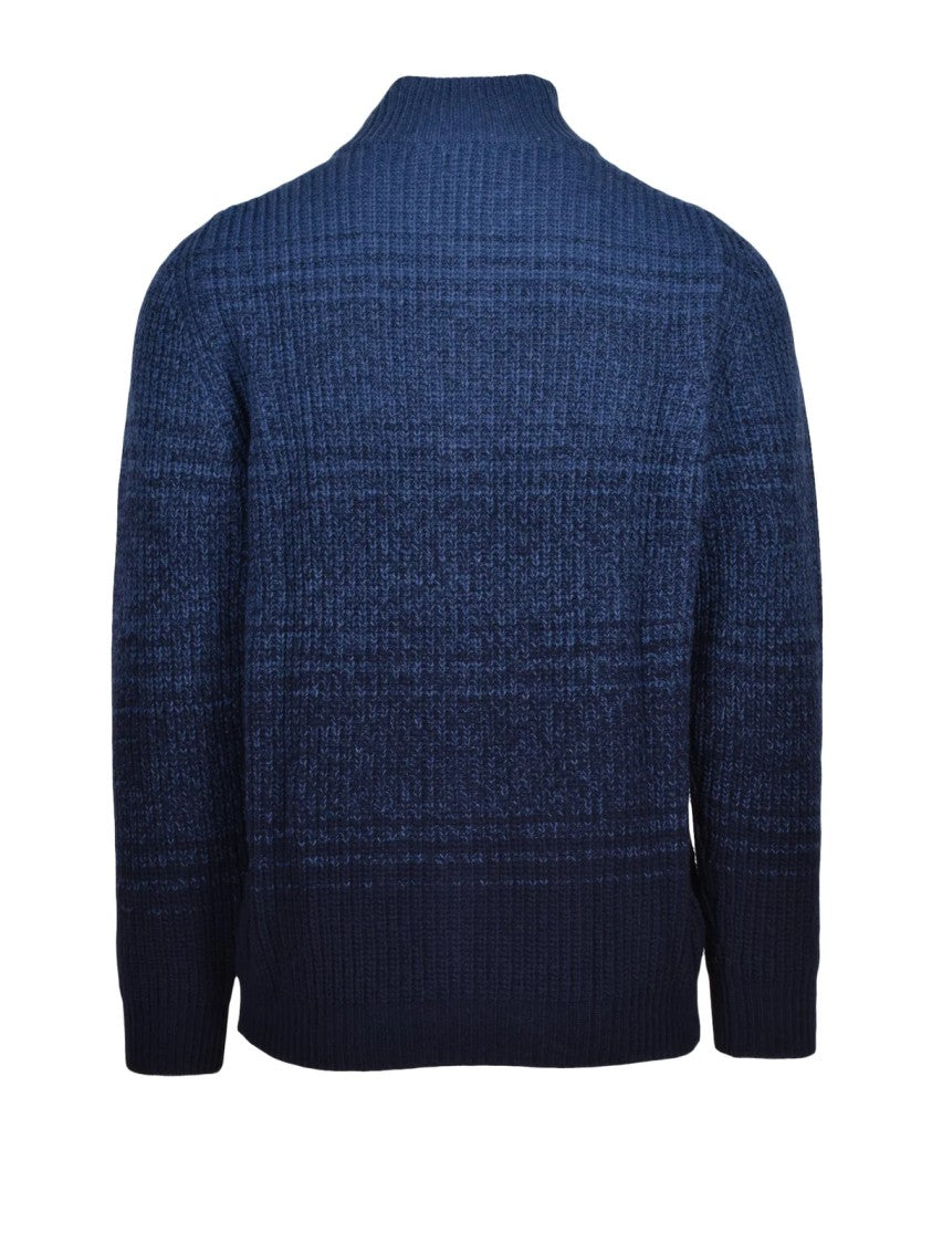 Cashmere Company P. Textured Knit Zip Cardigan With Gradient Design